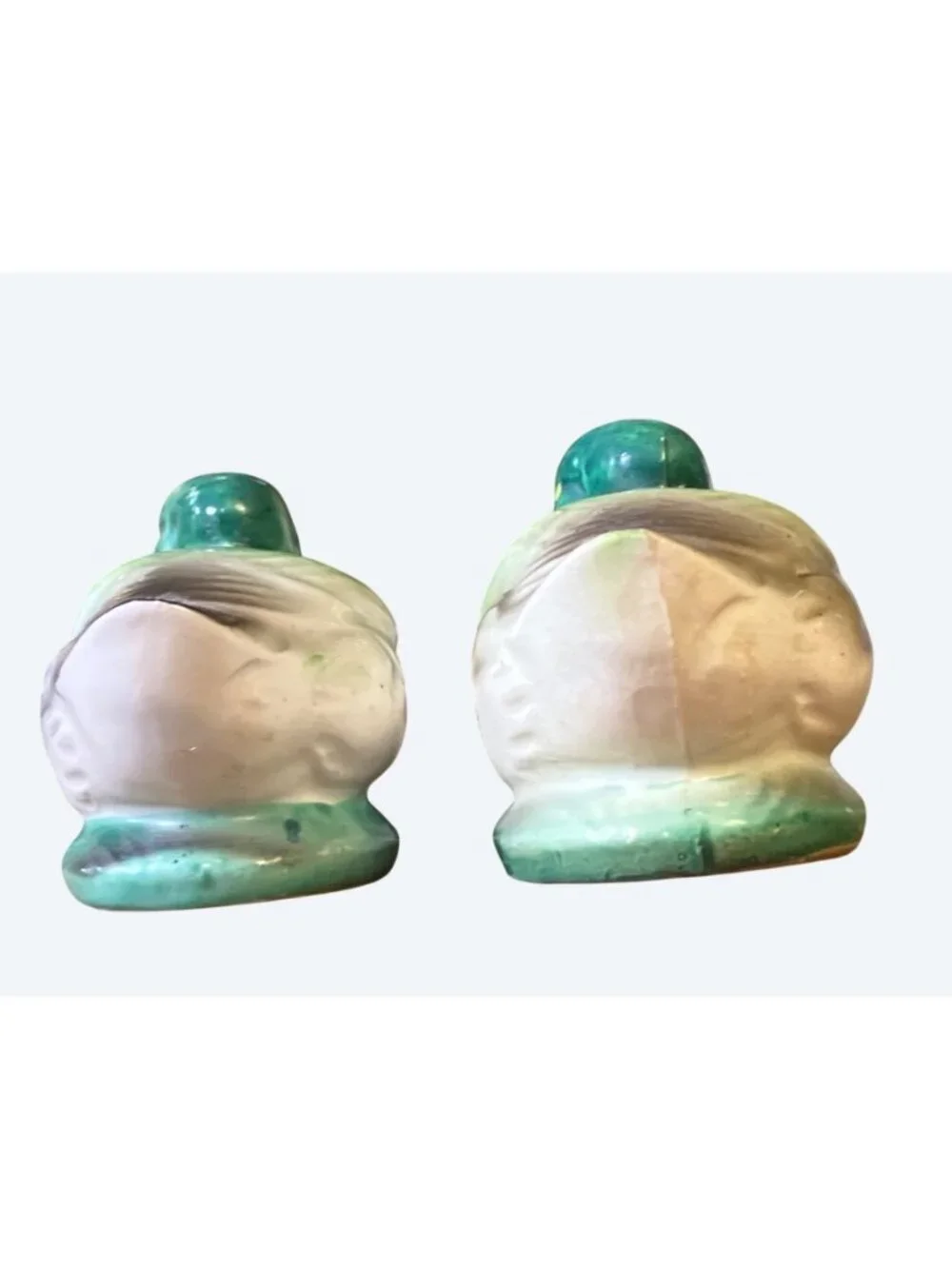 Vintage Ceramic Duck Salt Pepper Shakers Hand Painted Green Yellow Mallard Pair